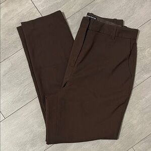 Frank & Oak NWOT Dark Brown Wool Blend Eleanor Slim Trouser Pants Lined, Size 12